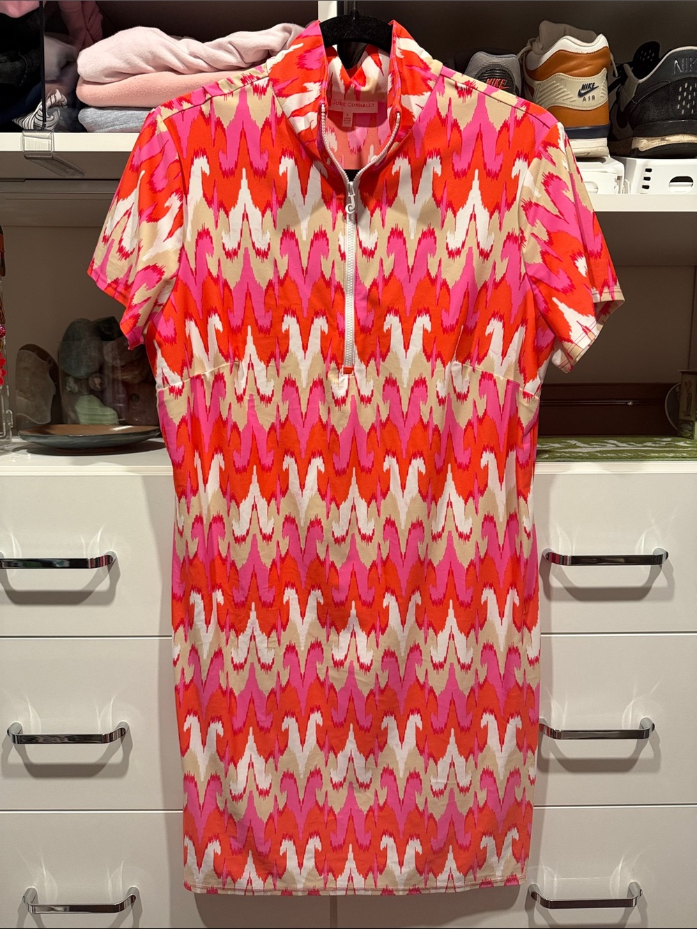Jude Connally Pink & Orange Mini Dress with Zip Front